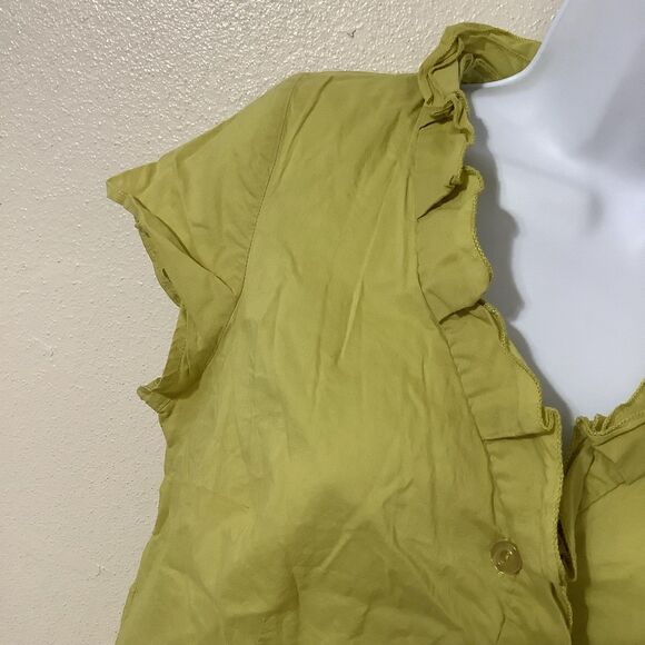 Vintage Y2K Green Fairycore Cottagecore Fairy Ruffle Cotton Button Up Top Sz 10 - Picture 2 of 12